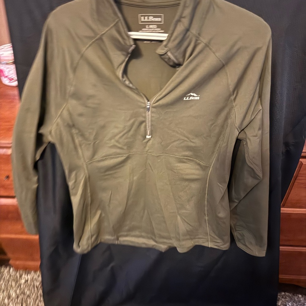 L.L. Bean Women's Dark Green Quarter-Zip Sweatshirt